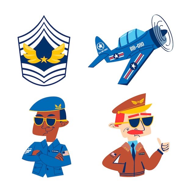 Flat design of aviation stickers