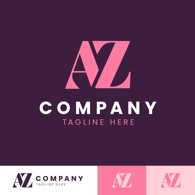 Flat design az or za logo template