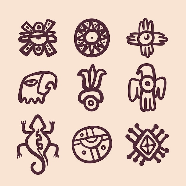 Flat design aztec icons