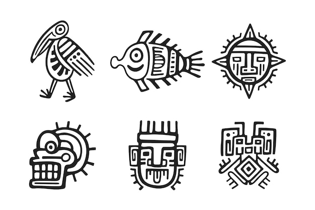 Free vector flat design aztec icons