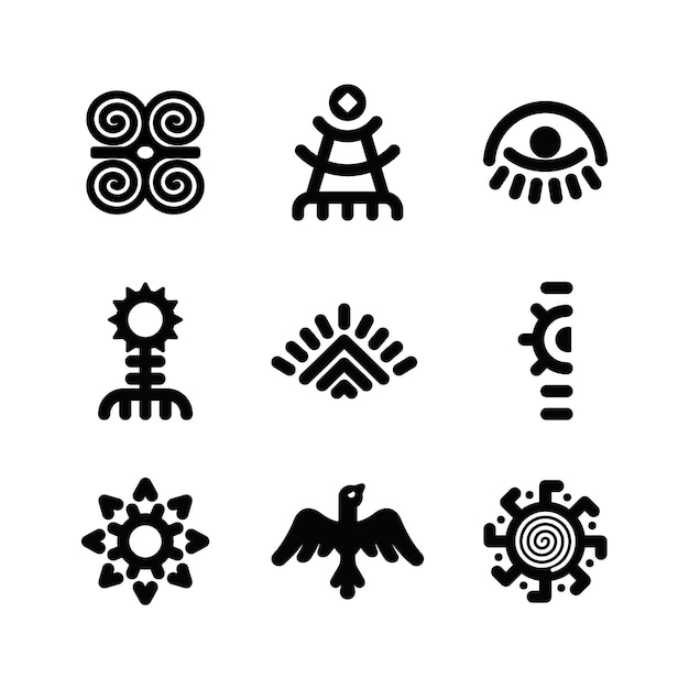 Free Vector flat design aztec symbol set