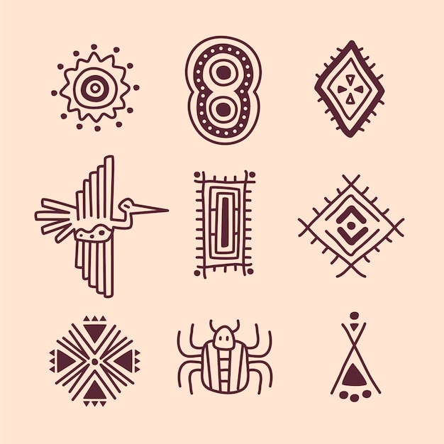 Free Vector flat design aztec symbols