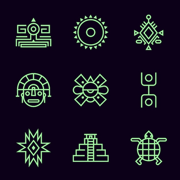 Free vector flat design aztec symbols