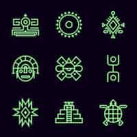 Free vector flat design aztec symbols