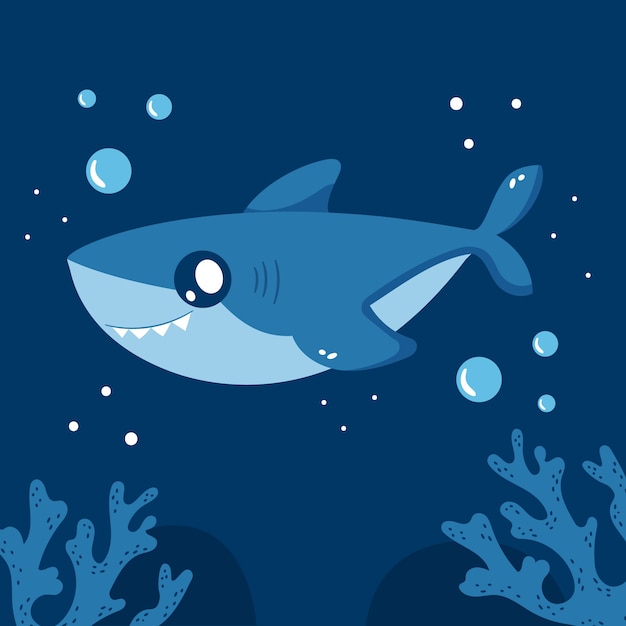 Free Vector flat design baby shark in cartoon style