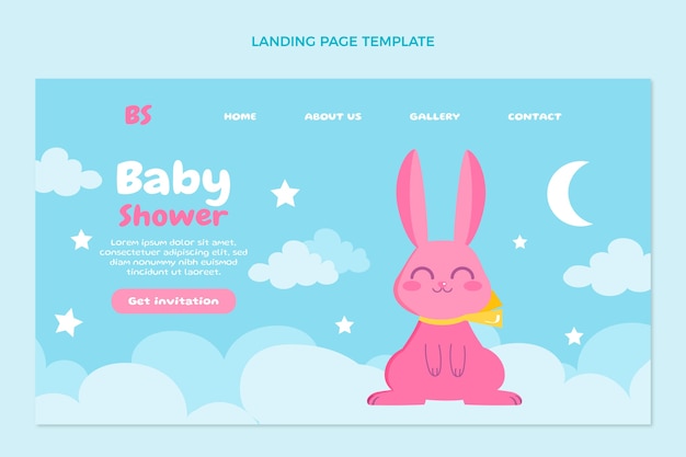 Free Vector flat design baby shower landing page template