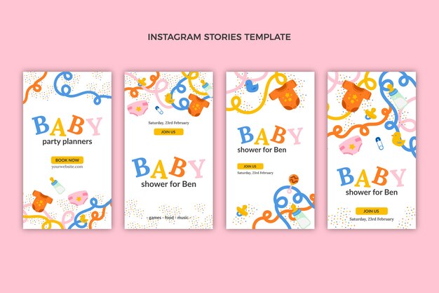 Flat design baby shower template