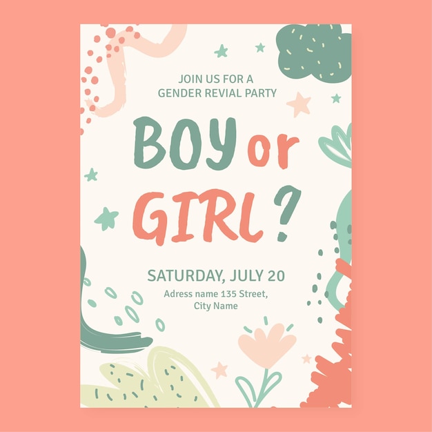 Flat design baby shower template