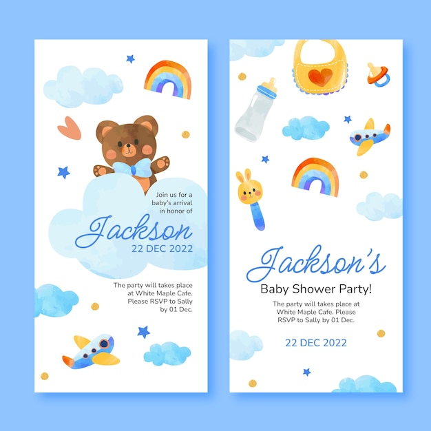 Flat design baby shower vertical banner