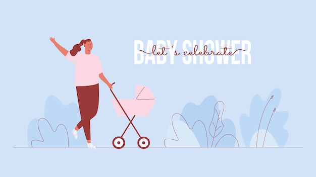 Flat design baby shower zoom background