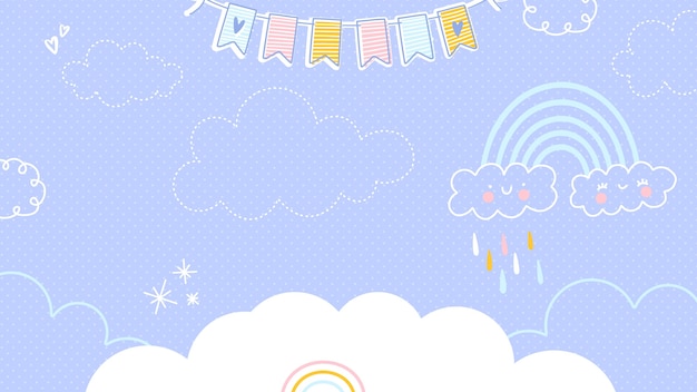 Flat design baby shower zoom background