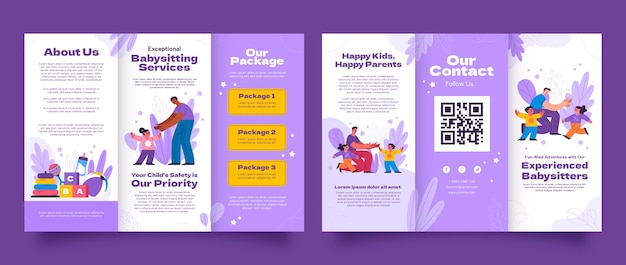 Flat design babysitting  job brochure