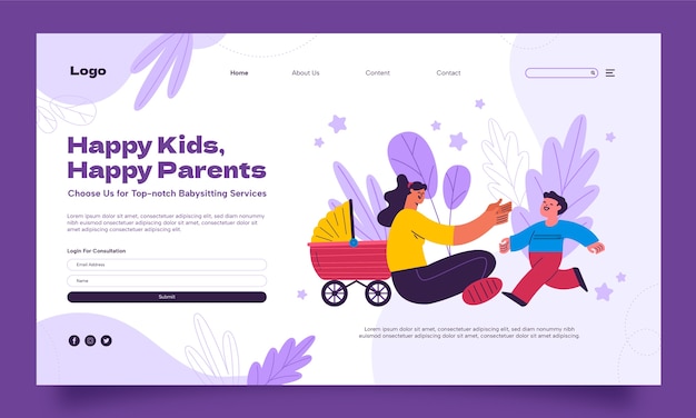 Flat design babysitting  job  letter template