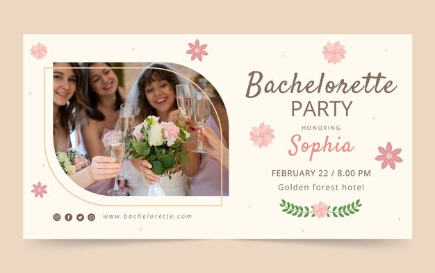 Flat design bachelorette party facebook post template