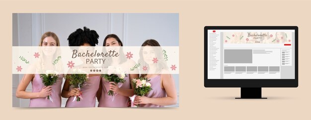 Flat design bachelorette party youtube channel art