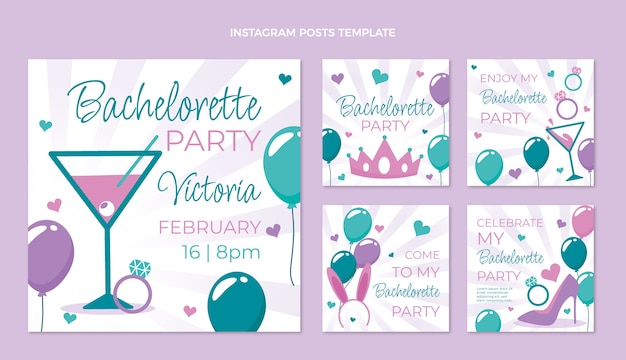 Flat design bachelorette template