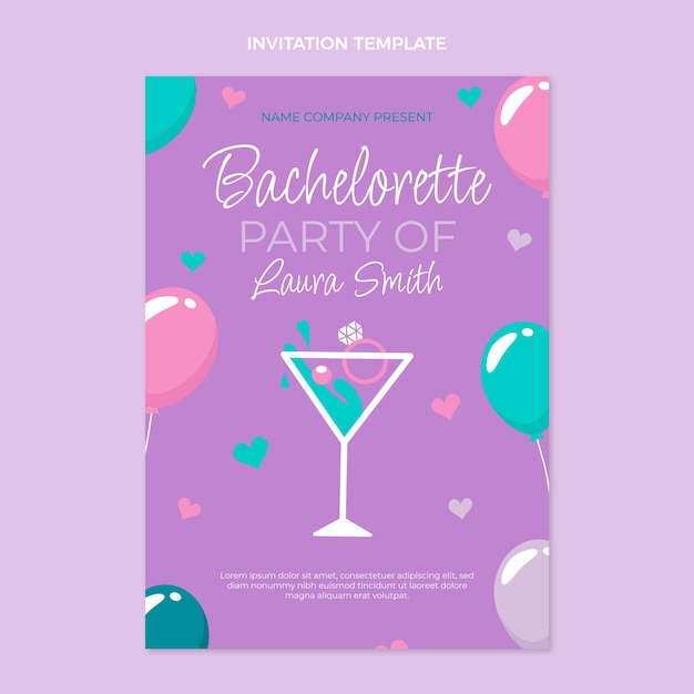 Flat design bachelorette template