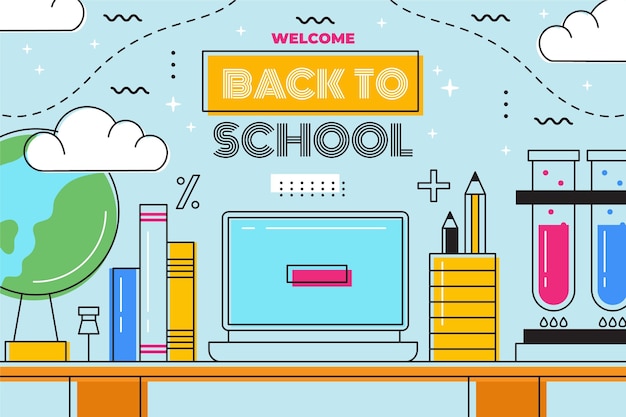 Free Vector flat design back to school background with desk