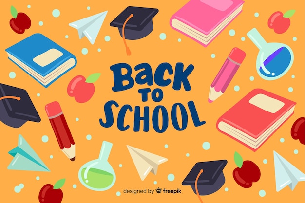 Flat design back to school background