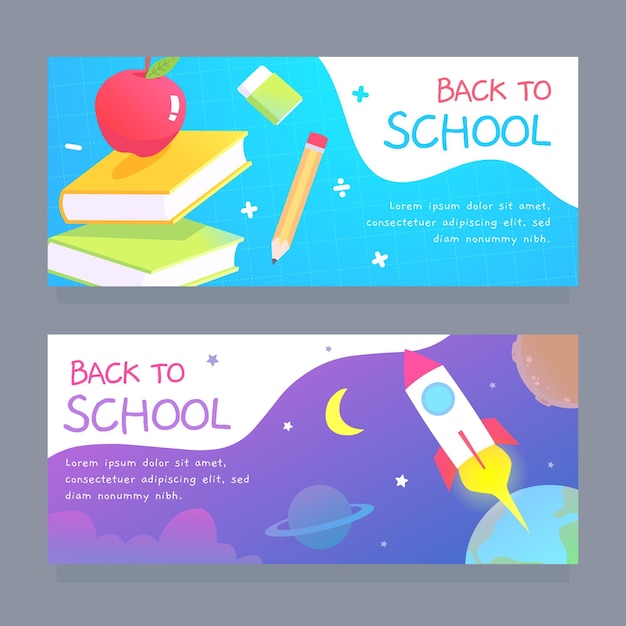 Flat design back to school banners template