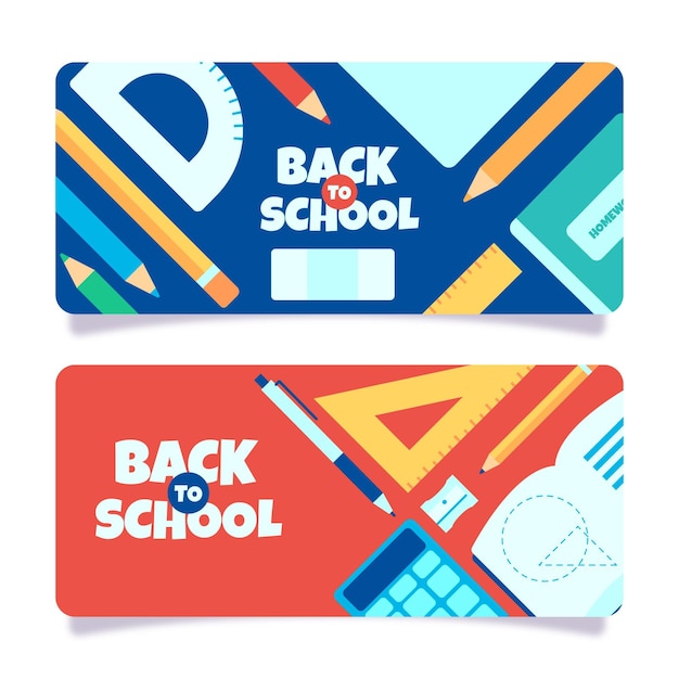 Flat design back to school banners template