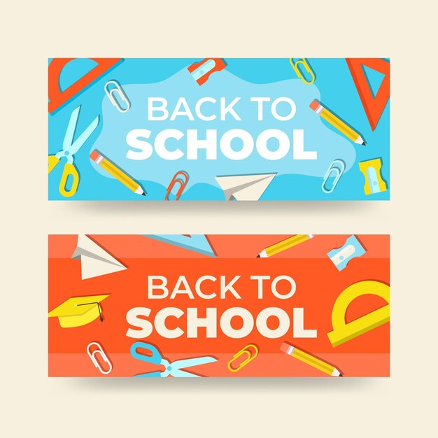 Flat design back to school banners