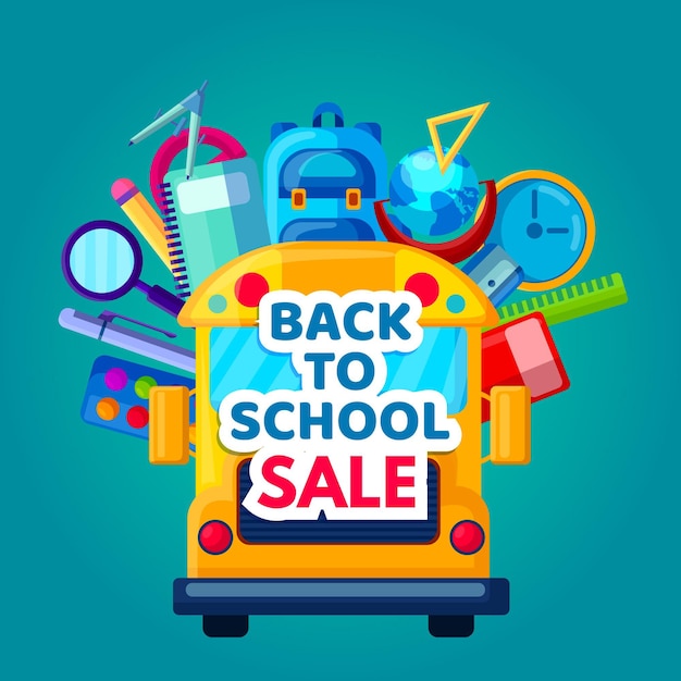 Free Vector flat design back to school sales concept