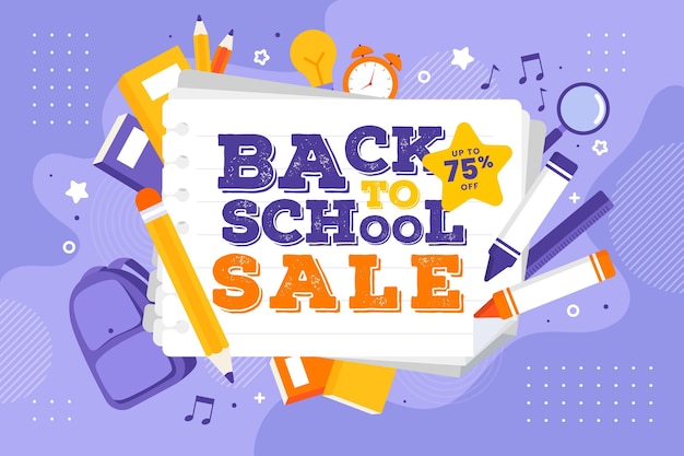 Flat design back to school sales