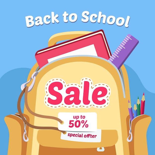 Flat design back to school sales