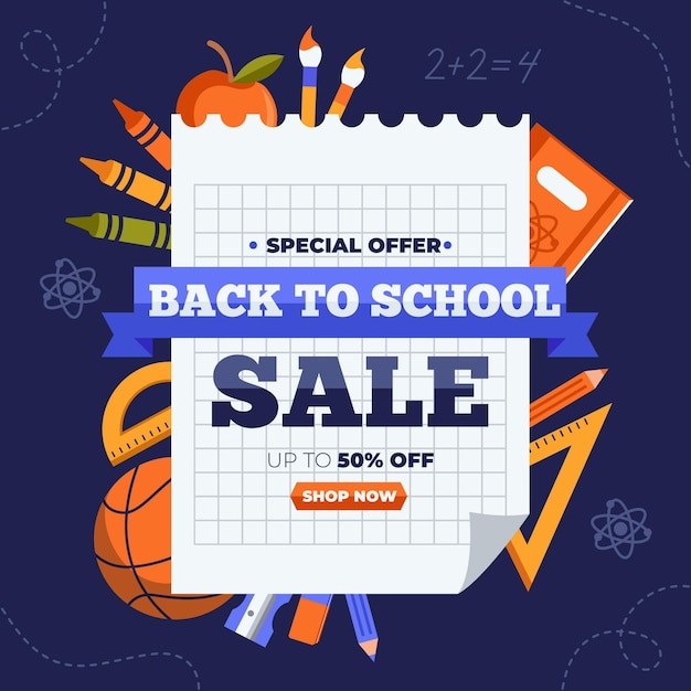 Free Vector flat design back to school sales