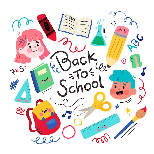 Flat design background back to school