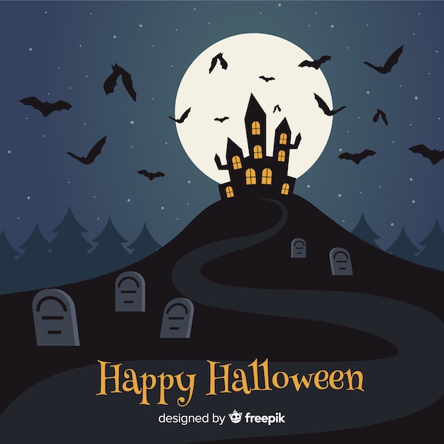 Free Vector flat design background for halloween