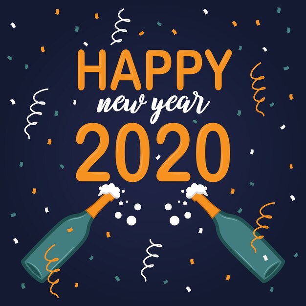 Flat design background new year 2020