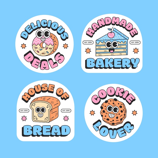 Flat design bakery badges design