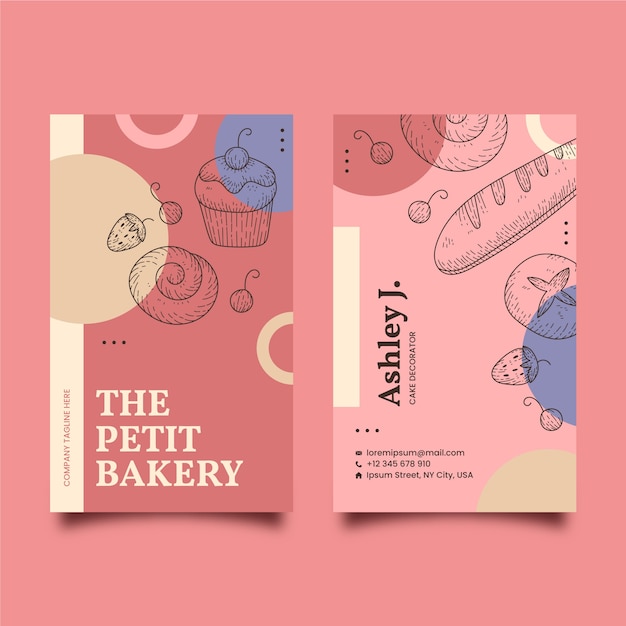 Flat design bakery business card template