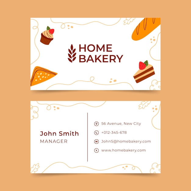 Free vector flat design bakery business card template