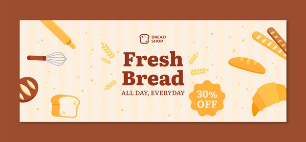 Flat design bakery shop facebook cover