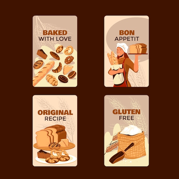 Free Vector flat design bakery shop labels template