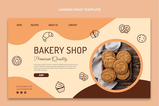 Flat design bakery shop landing page