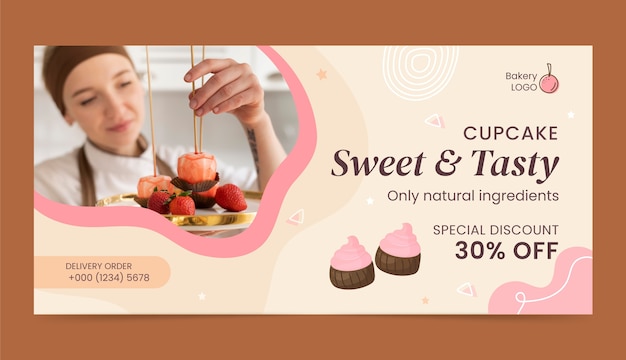 Free Vector flat design bakery shop sale banner