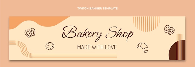 Flat design bakery shop twitch banner