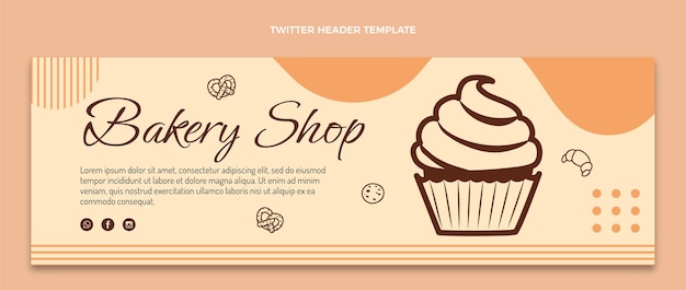 Flat design bakery shop twitter header