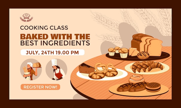 Free Vector flat design bakery shop webinar