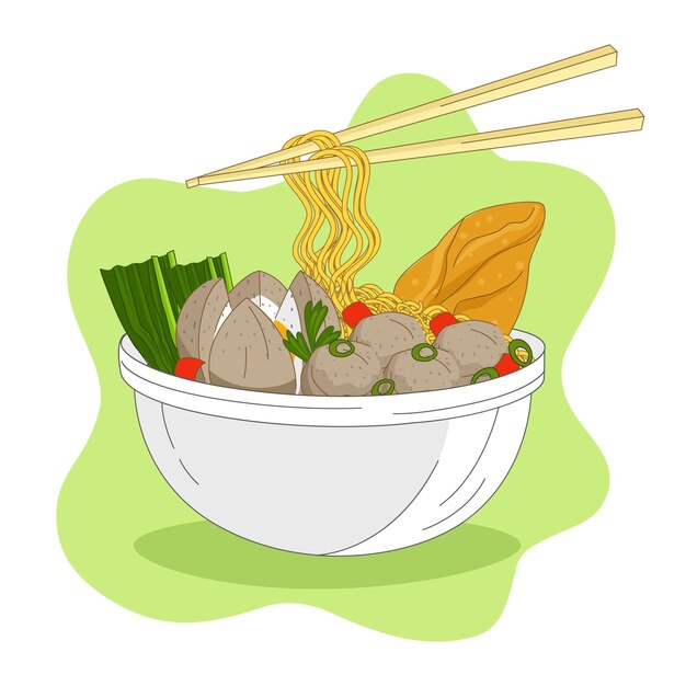 Flat design bakso bowl