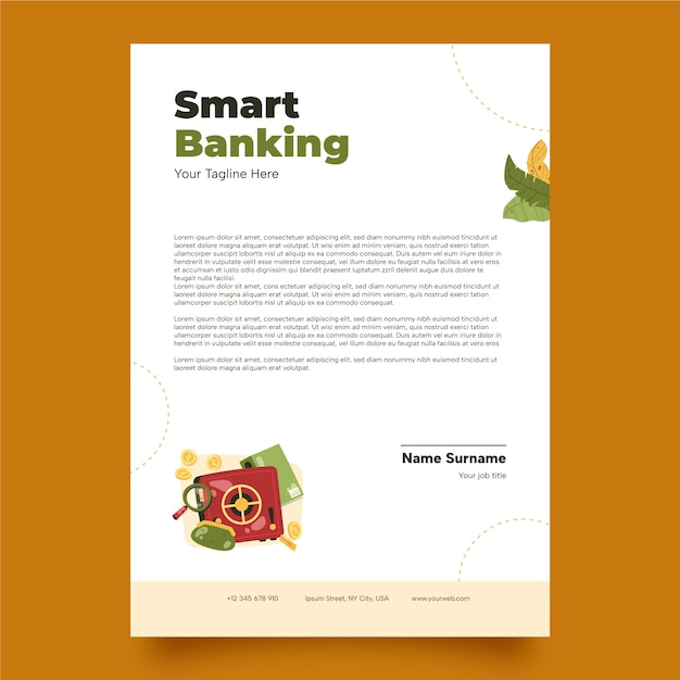 Free Vector flat design bank business letterhead