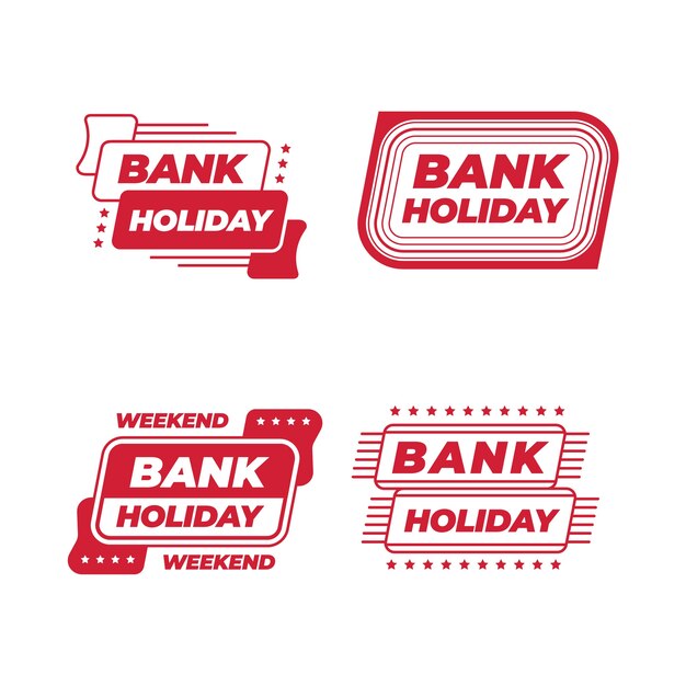 Flat design bank holiday labels set