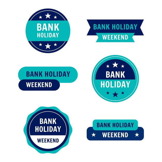 Flat design bank holiday labels template