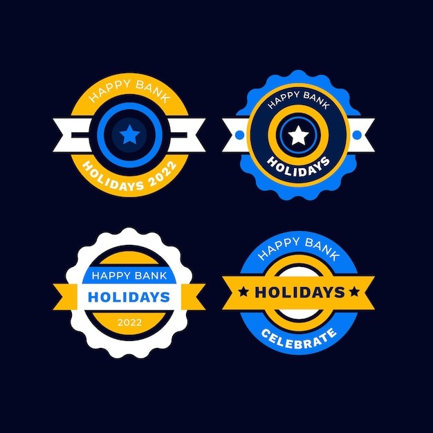 Free Vector flat design bank holiday labels