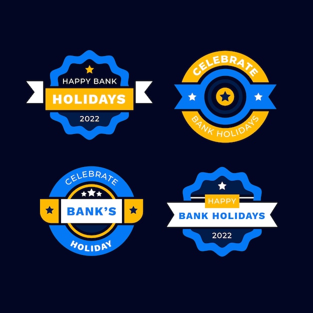 Flat design bank holiday labels