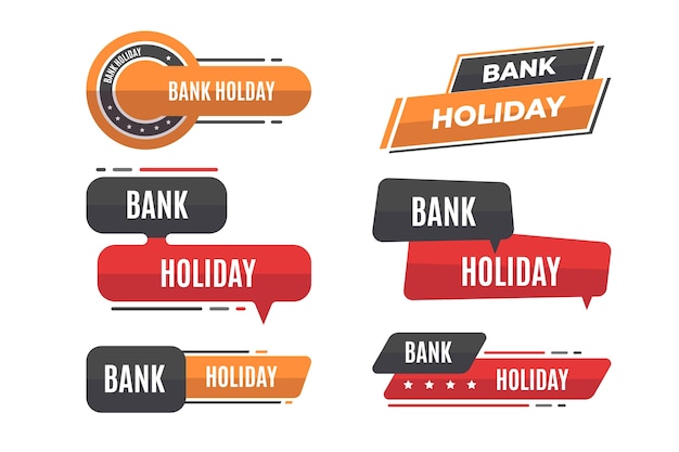 Free vector flat design bank holiday labels